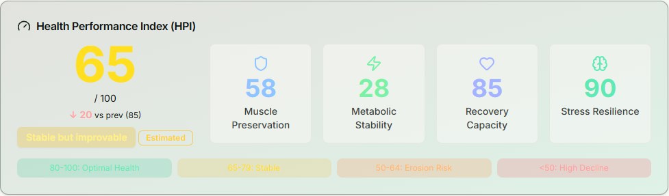 Aperçu de l'Indice de Performance Santé (HPI) d'un client MPN360